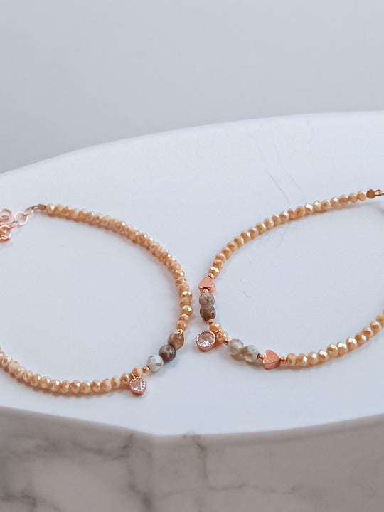 Steinarmband Roségold - Elora - Lovesign - Handmade in Tyrol