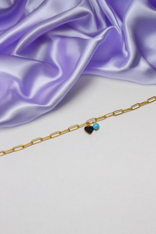 Armkette Gelbgold - Black Heart - Lovesign - Handmade in Tyrol