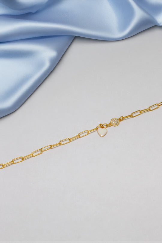 Armkette Gelbgold - White Heart - Lovesign - Handmade in Tyrol