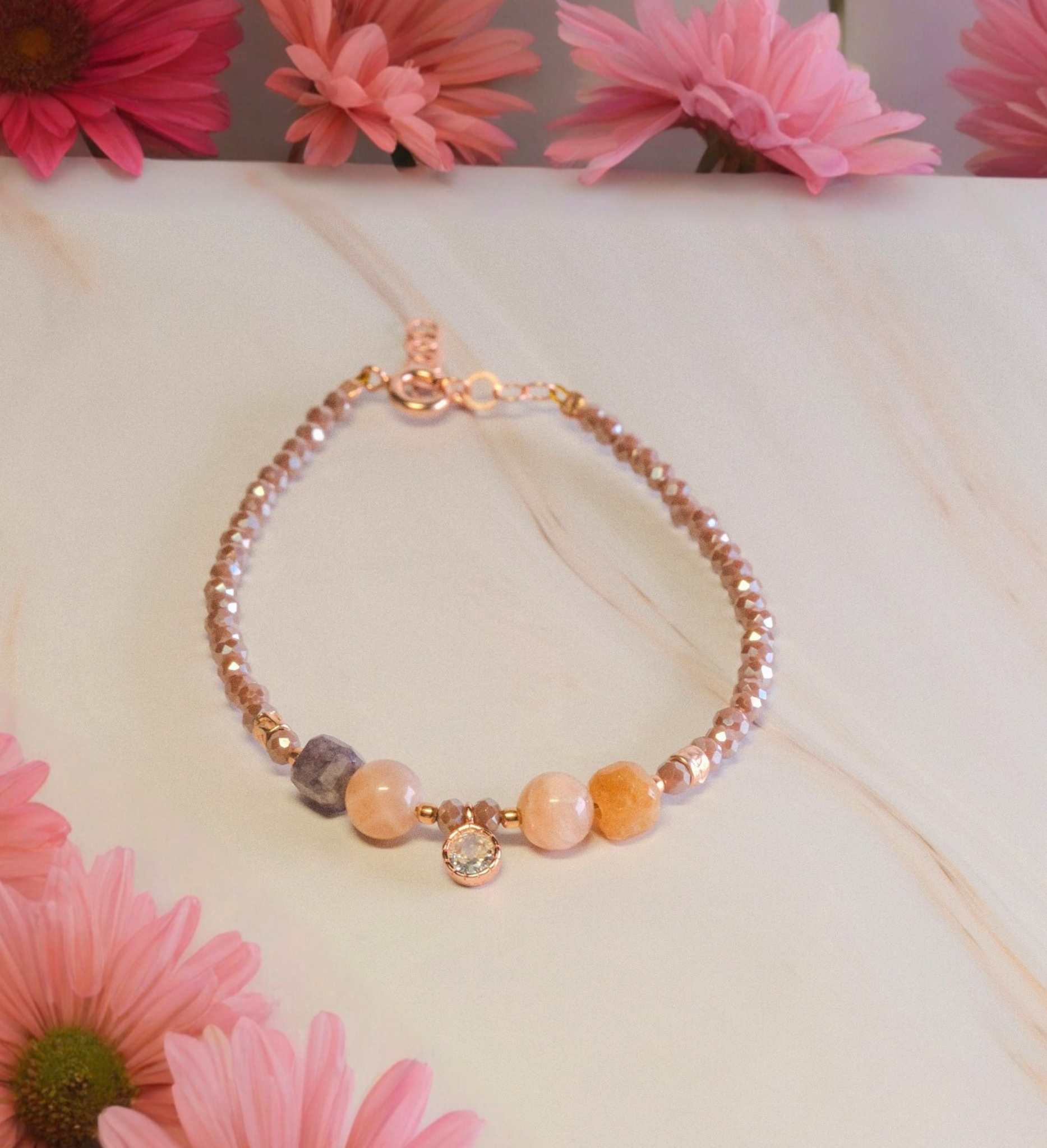 Steinarmband Roségold - Luce - Lovesign - Handmade in Tyrol
