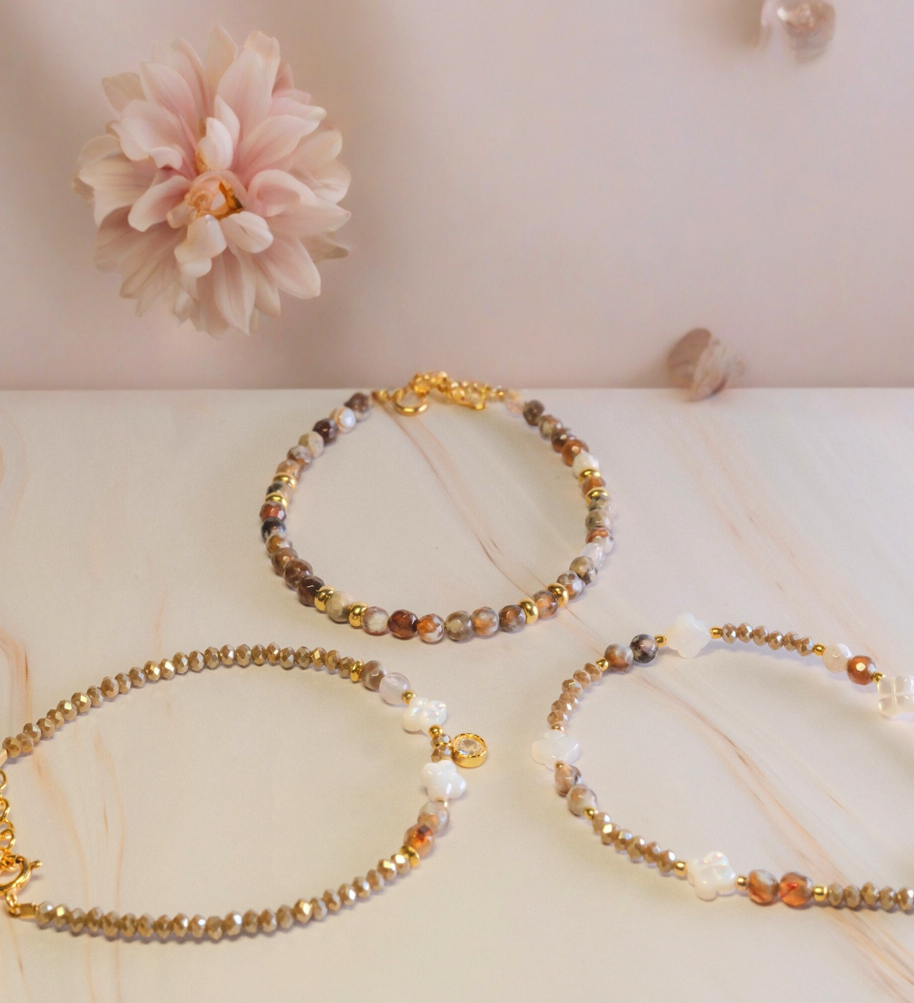 Steinarmband Gelbgold - Seta - Lovesign - Handmade in Tyrol