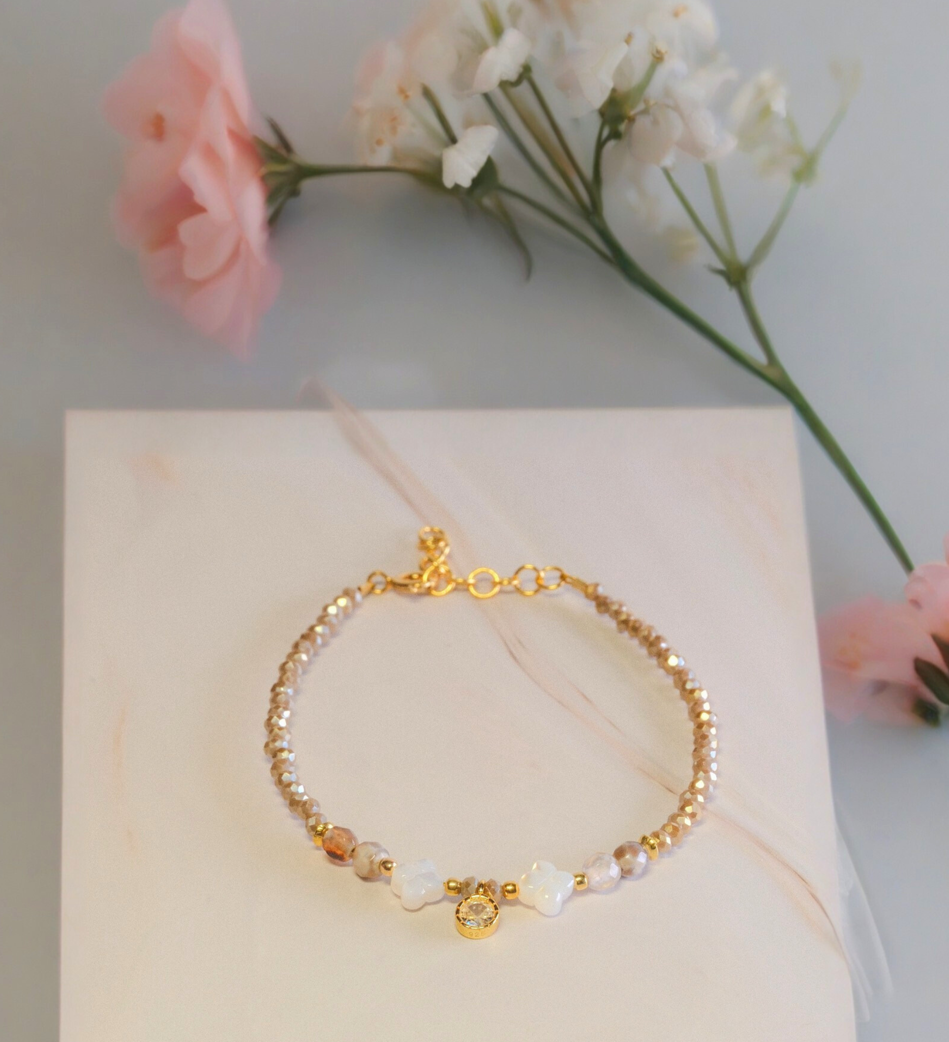 Steinarmband Gelbgold - Seta - Lovesign - Handmade in Tyrol