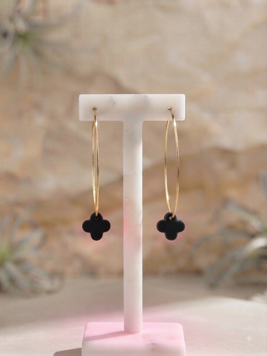 Creolen „Leaf“ black