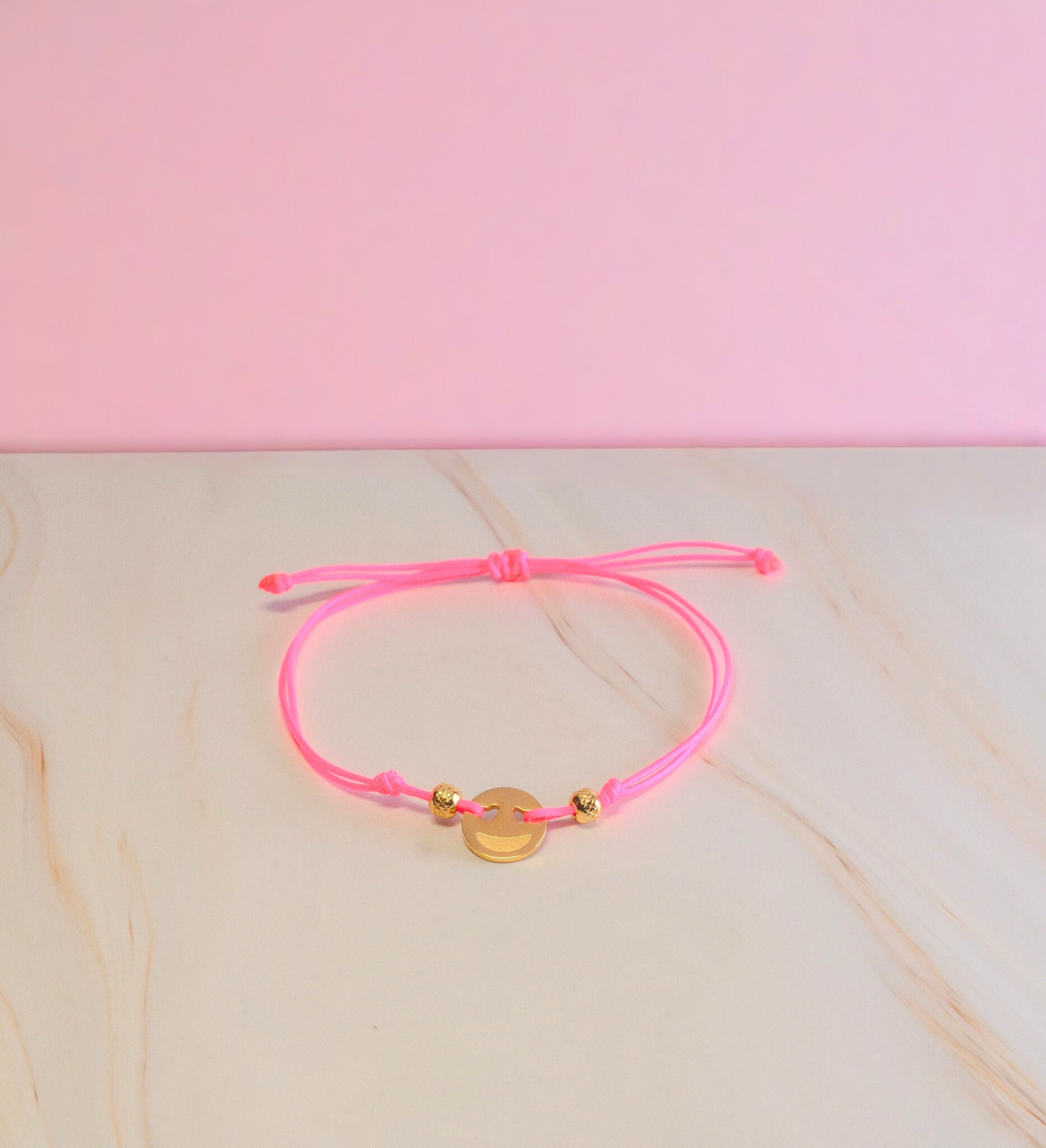 Nylon Armband Smiley Gold