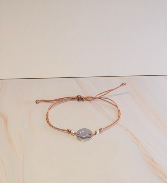 Nylon Armband Heart Silber