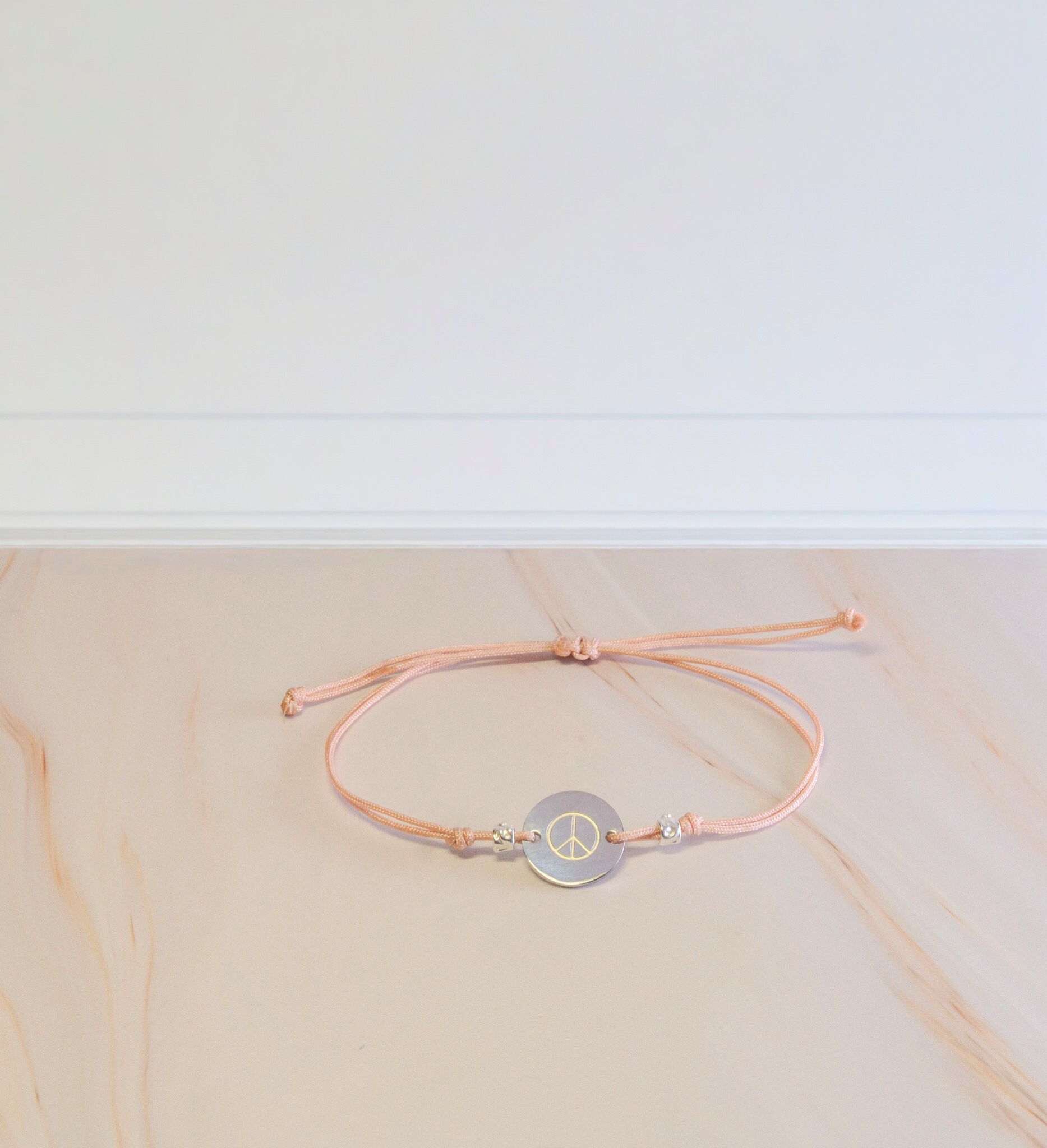 Nylon Armband Peace Silber