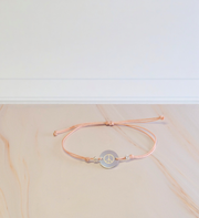 Nylon Armband Peace Silber