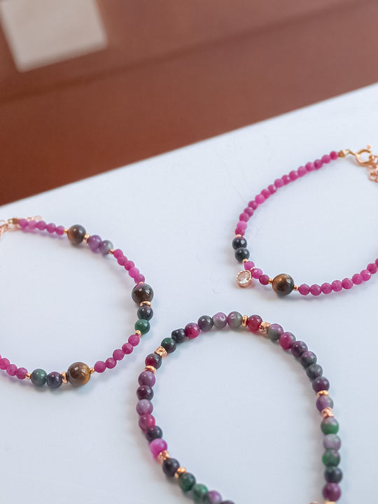 Steinarmband Roségold - Ruby - Lovesign - Handmade in Tyrol