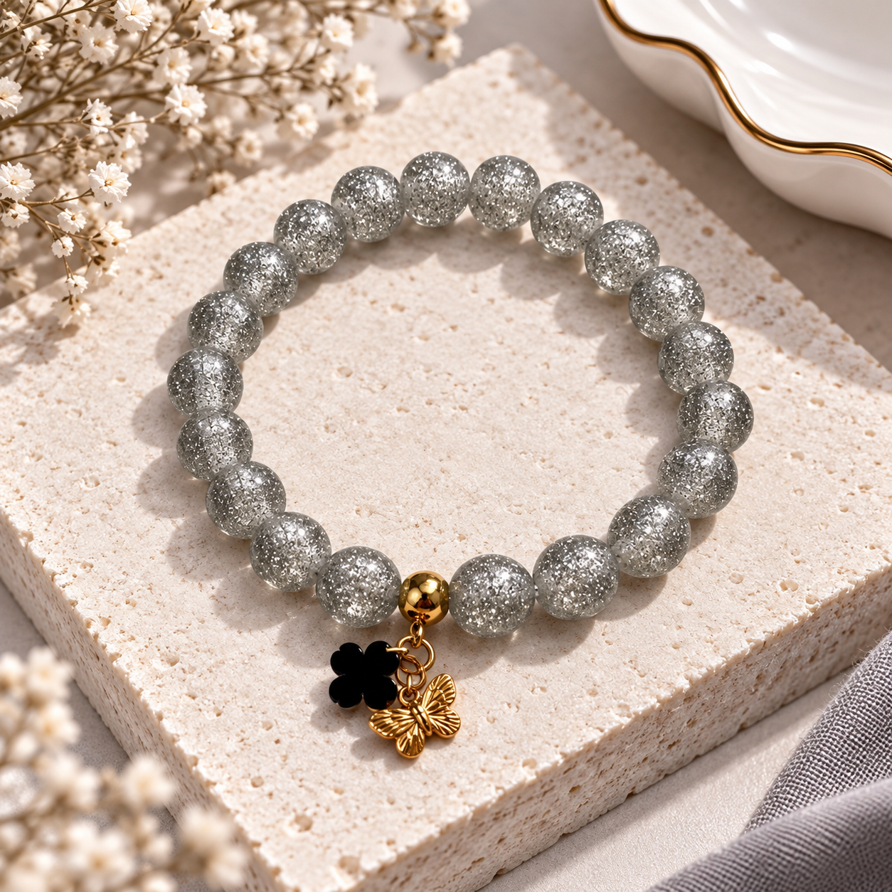 Elastisches Armband „SPARKLE“ dunkelgrau