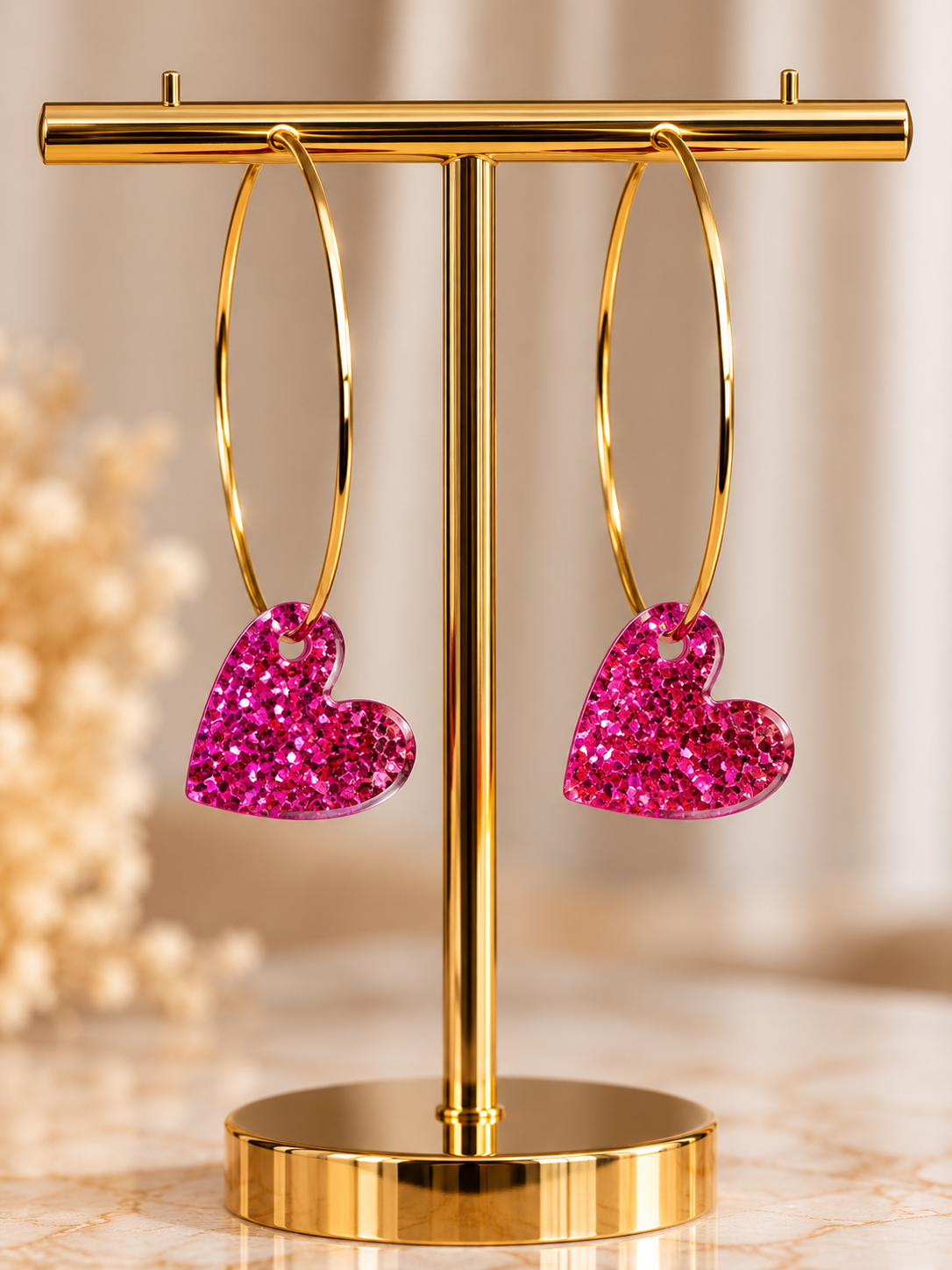 Creolen „HEART GLITTER“ pink