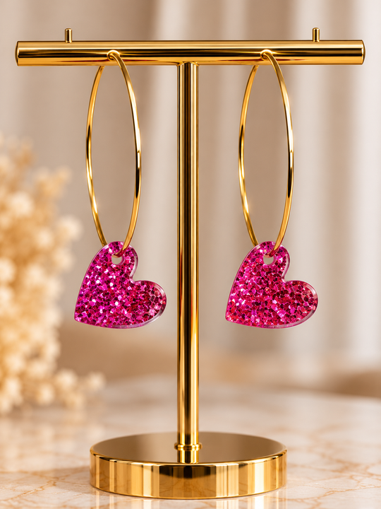 Creolen „HEART GLITTER“ pink