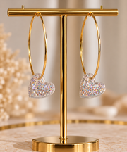 Creolen „HEART GLITTER“ silber